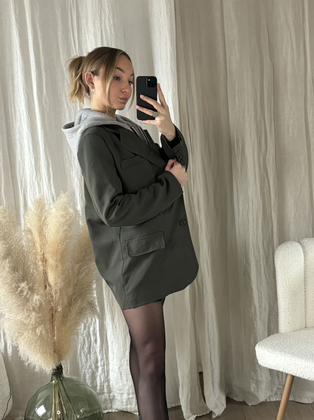 Blazer KATE kaki à capuche, photo 3